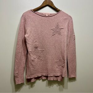 Philosophy Anthropologie Star Knit Soft Stretchy Sweater Shirt Top Pink